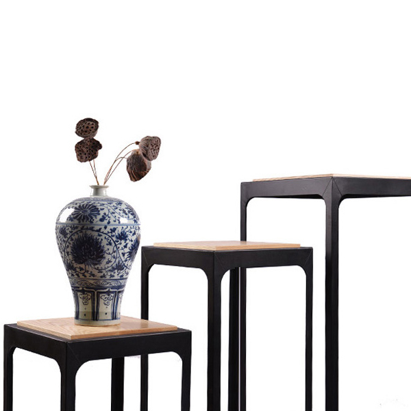 存在主义现代新中式花几纯实木面板简约花架置物架时尚客厅家具